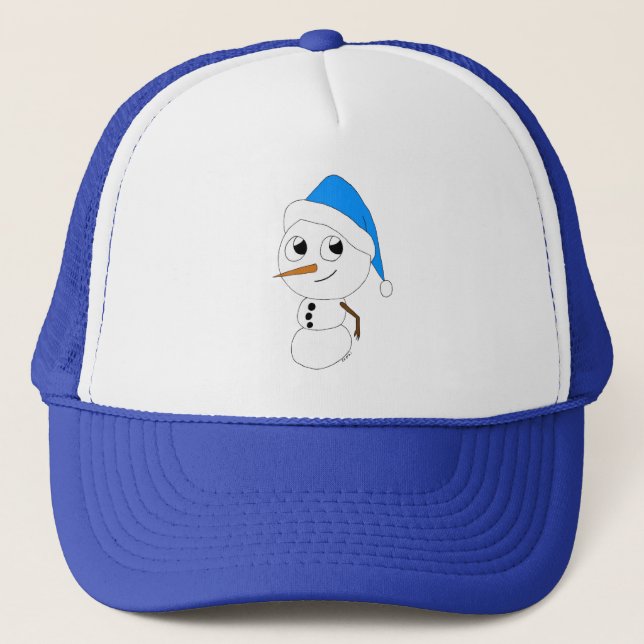 a chibi snowman   trucker hat (Front)