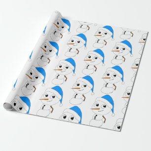 a chibi snowman   wrapping paper