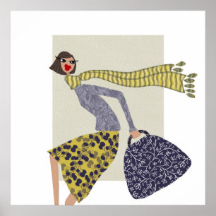 A Chic Windy Day Fashion Illustration Poster