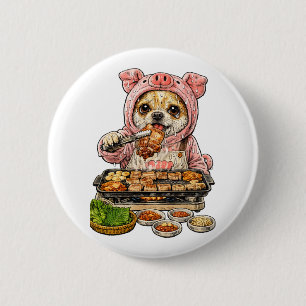A Chihuahua who loves yakiniku (Japanese BBQ) 6 Cm Round Badge