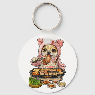 A Chihuahua who loves yakiniku (Japanese BBQ) Key Ring