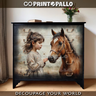 A child in love with her horse tissue paper