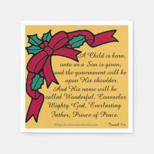 A Child is born Scripture Christmas Napkin