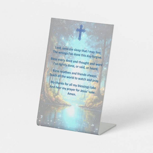 A Child's Bedtime Prayer on a Pedestal Sign (Front)