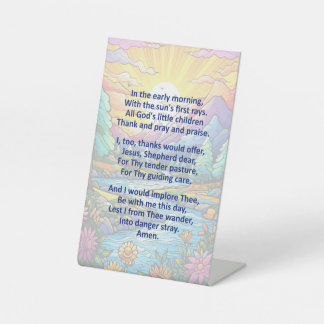 A Child's Morning Prayer on Pedestal Sign
