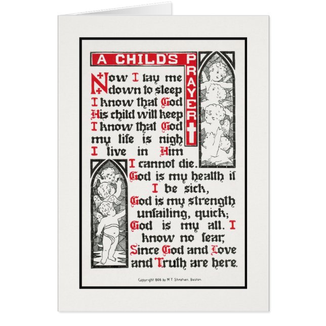 A Child's Prayer: Now I lay me down to sleep (Front)