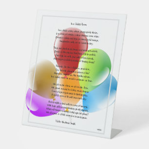 A child's room poem Balloons Background HAMbWG Pedestal Sign