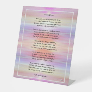 A child's room poem Coloured Background HAMbWG Pedestal Sign