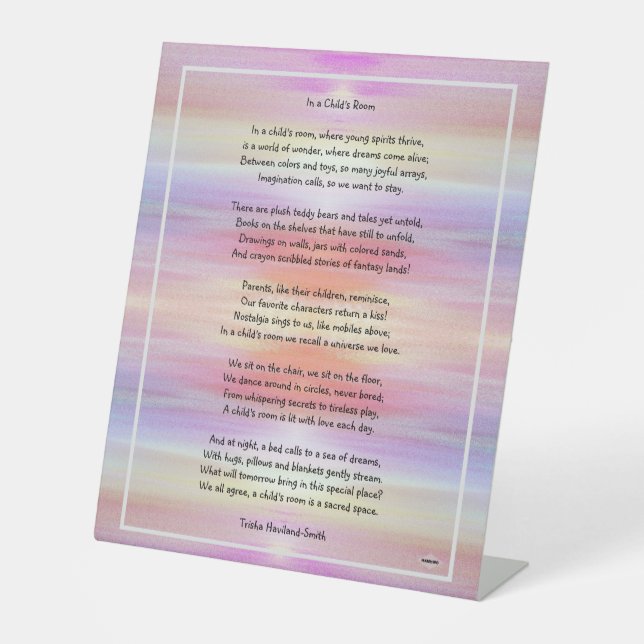 A child's room poem Coloured Background HAMbWG Pedestal Sign (Front)