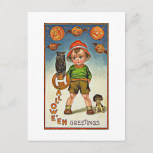 A Child's Spooky Vintage Halloween Postcard