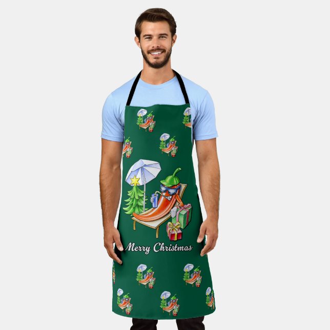 A Chilli Merry Christmas under Sunshade and Tree Apron (Worn)