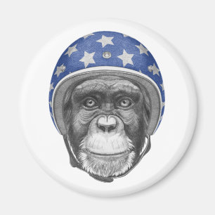 A Chimpanzee Motorcycle Rider Magnet
