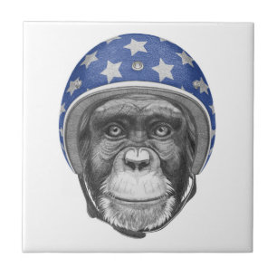 A Chimpanzee Motorcycle Rider Tile