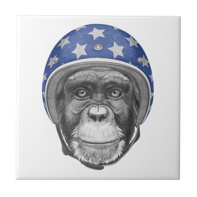 A Chimpanzee Motorcycle Rider Tile (Front)