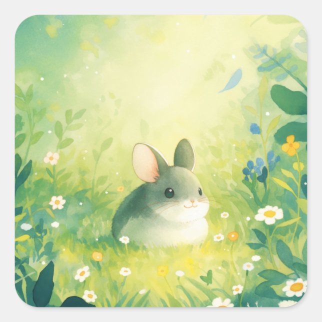 A Chinchilla Day of Wonder Square Sticker (Front)