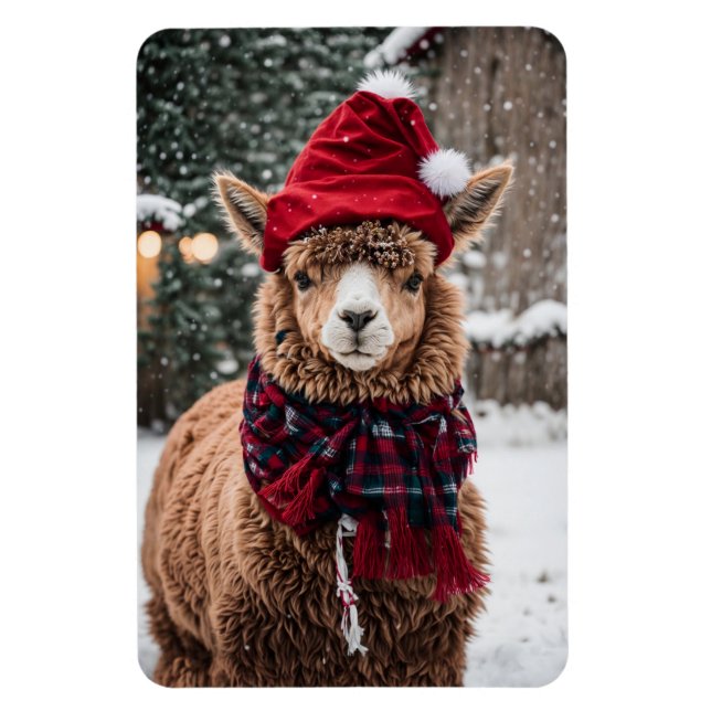 A Christmas Alpaca Magnet (Vertical)