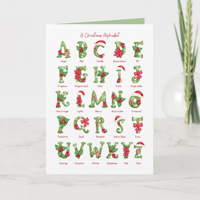A Christmas Alphabet Holiday Christmas Card (Front)