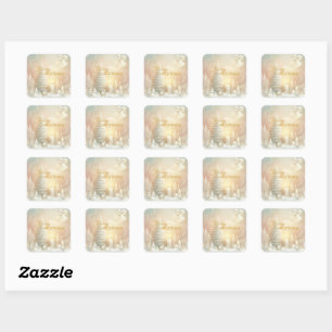 A Christmas Angel Fantasy Snowy Landscape Square Sticker