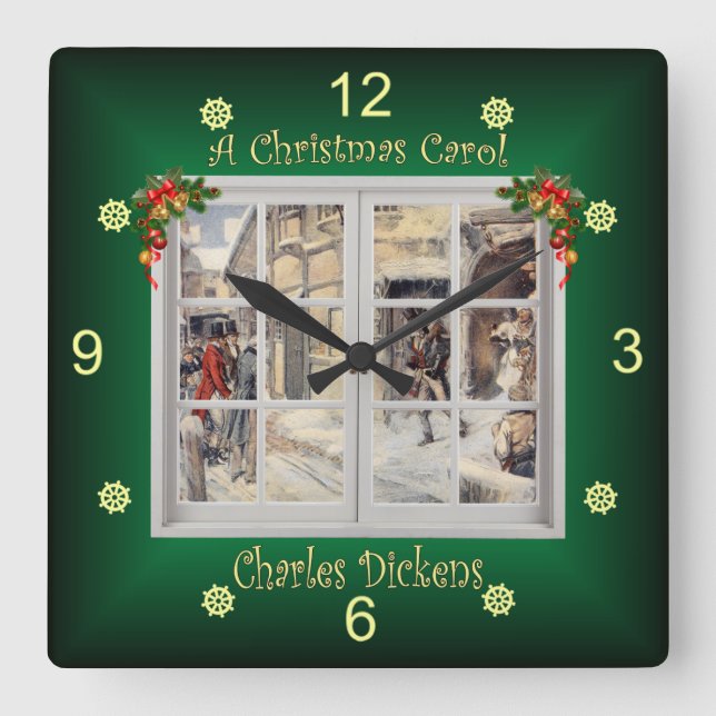 A Christmas Carol ~ Charles Dickens ~  Square Wall Clock (Front)