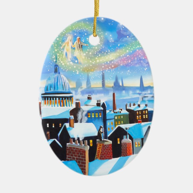 A Christmas Carol Scrooge and ghost of past Ceramic Tree Decoration (Front)