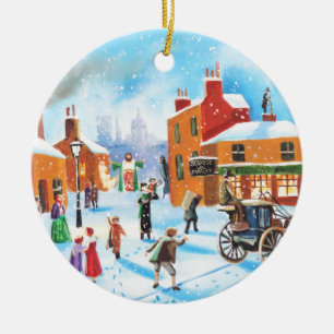 A Christmas Carol Scrooge and Tiny Tim by G Bruce Ceramic Tree Decoration