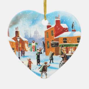 A Christmas Carol Scrooge and Tiny Tim by G Bruce Ceramic Tree Decoration