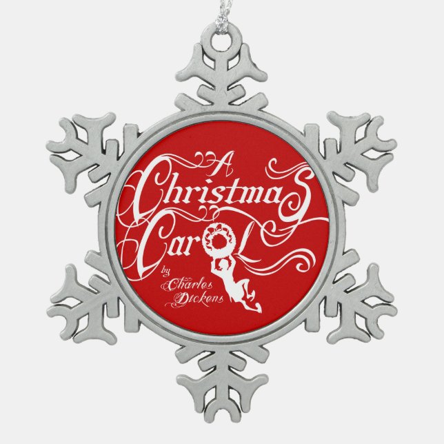 A Christmas Carol Snowflake Pewter Christmas Ornament (Front)