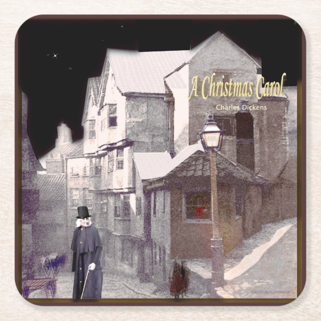 A Christmas Carol Square Paper Coaster (Front)
