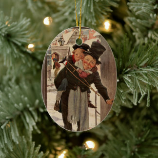 A Christmas Carol: Tim & Mr. Cratchit Ceramic Tree Decoration