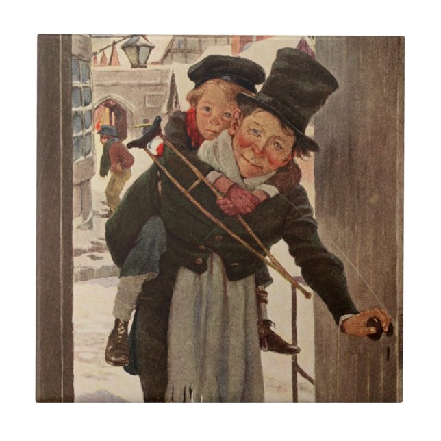 A Christmas Carol: Tim & Mr. Cratchit Tile (Front)