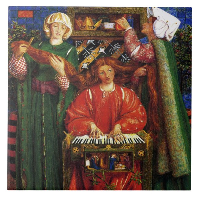 A Christmas Carol (Xmas) (Dante Gabriel Rossetti) Tile (Front)