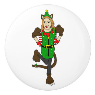 a Christmas catgirl Ceramic Knob