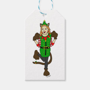 a Christmas catgirl Gift Tags