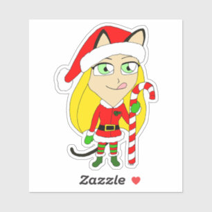 a Christmas chibi catgirl 