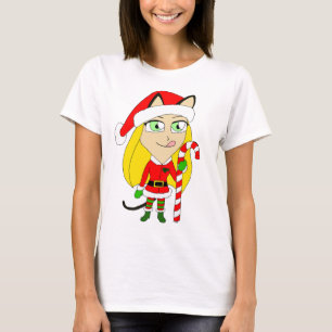 a Christmas chibi catgirl T-Shirt