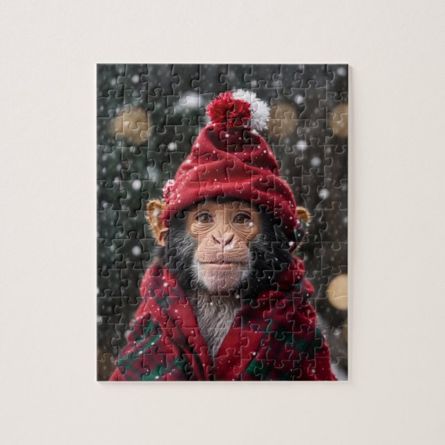 A Christmas Chimpanzee Jigsaw Puzzle (Vertical)
