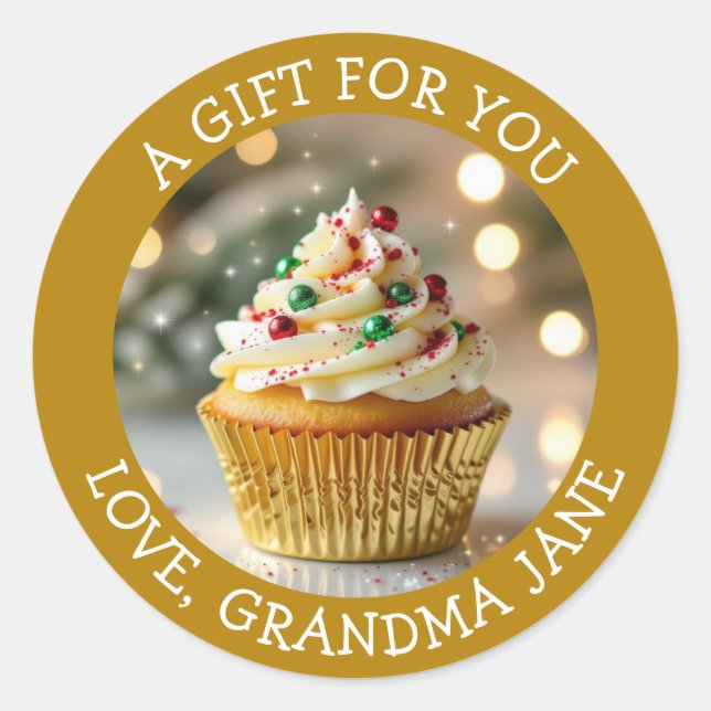 A  Christmas Cupcake Personalized Food Label (Front)