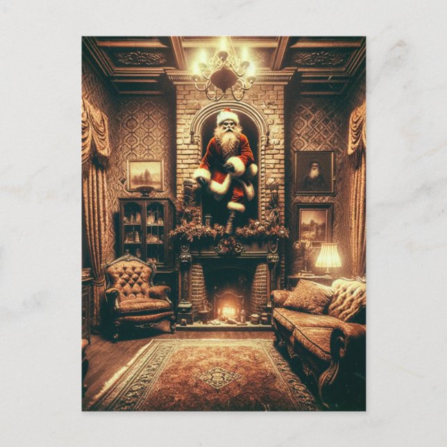 A Christmas Horror Santa AI Generated Art Postcard (Front)