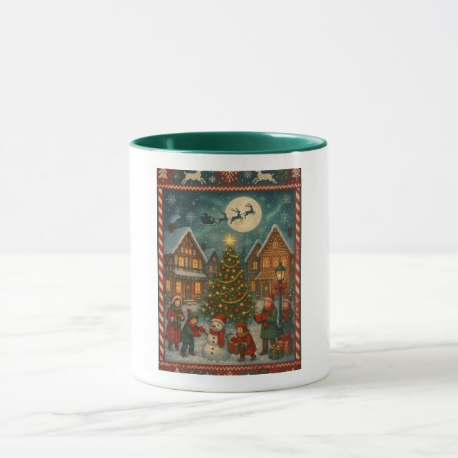 a Christmas painting mug (Center)