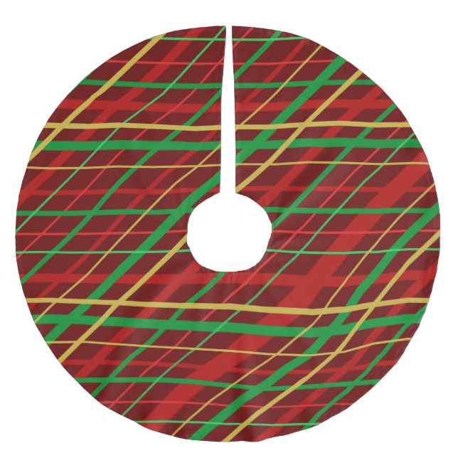 A Christmas Plaid - red, green, gold on a Brushed Polyester Tree Skirt (Front)
