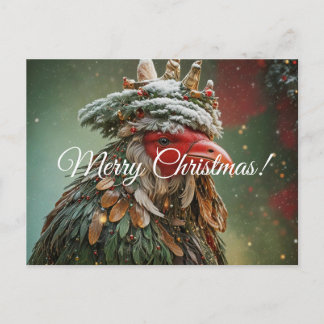 A Christmas rooster looks into the distance Postcard