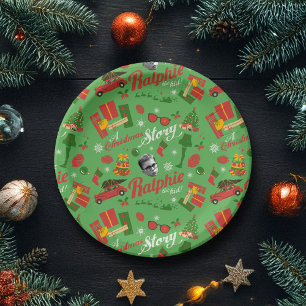 A Christmas Story Green Icon Pattern Paper Plate