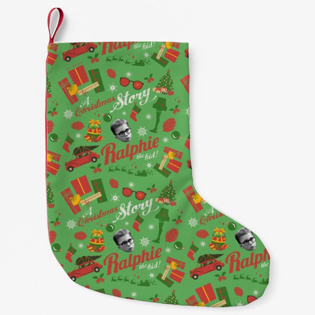 A Christmas Story Green Icon Pattern Small Christmas Stocking (Front)