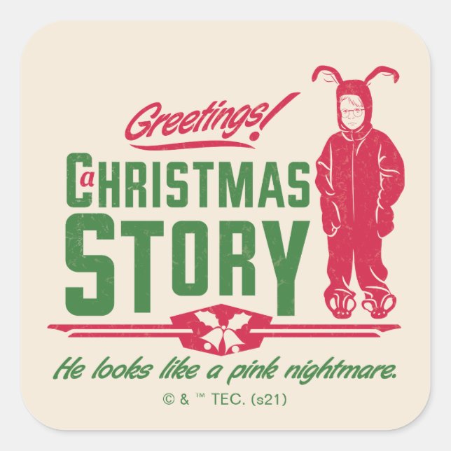 A Christmas Story | He Looks Like a Pink Nightmare Square Sticker (Front)