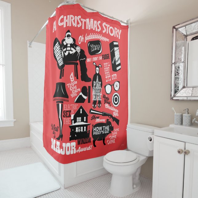 A Christmas Story Icons Graphic Shower Curtain (In Situ)