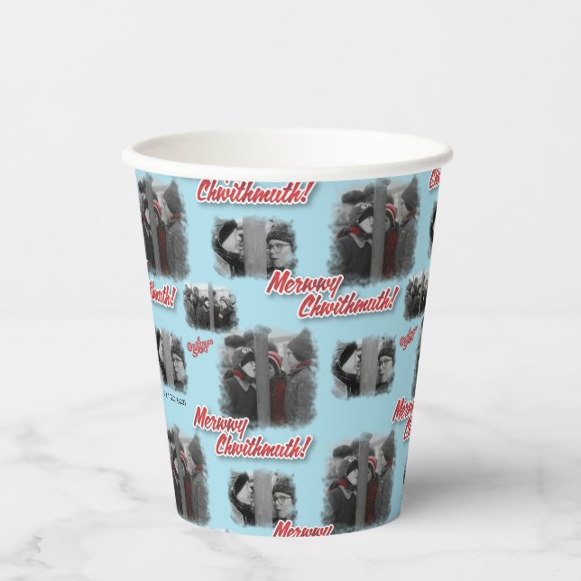 A Christmas Story | Merry Chwithmuth Pattern Paper Cups (Front)