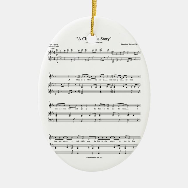 A Christmas Story Music Sheet Ceramic Tree Decoration (Front)