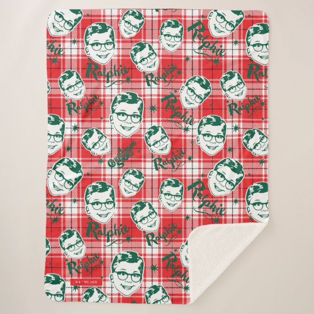 A Christmas Story | Ralphie Plaid Pattern Sherpa Blanket (Front)