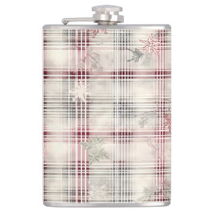 A Christmas Tartan Floral Design Series #13 Hip Flask