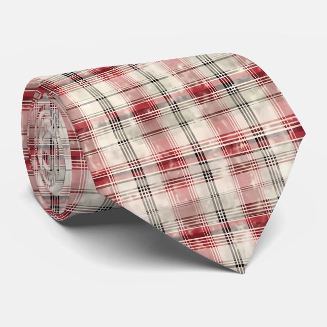 A Christmas Tartan Floral Design Series #15 Tie (Rolled)